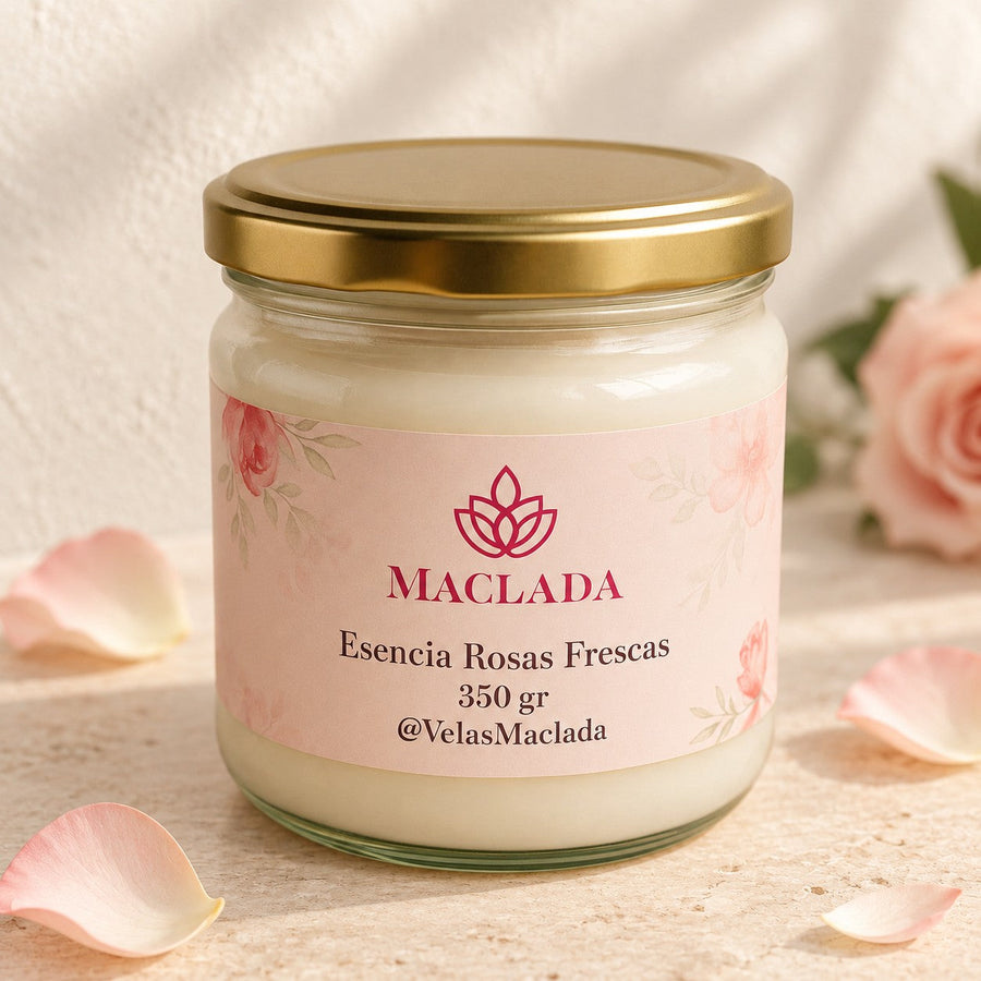 Vela Artesanal de Rosas. Fotografía con fondo ambientado para MACLADA.